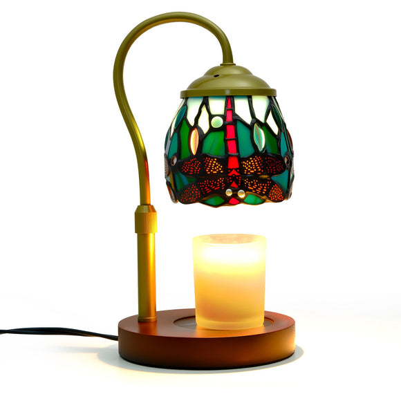 Candle Warmer Lamp with Timer Dimmer, Adjustable Height Tiffany Dragonfly Style Stained Glass Lamp Candle Warmer with 2 Bulbs,Mothers Day Birthday Gifts New Home Bedroom Decor for Jar Candles