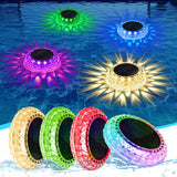 Solar Floating Pool Lights IP67 Waterproof, 2 Light Modes Auto ON Off, Solar Pool Lights for Above Ground Pools with RGB & Warm White for Pool, Garden, Party, Yard Décor, Pathway, Lawn 4PCS