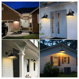 XIFEINIU 12.4" Dome Gooseneck Barn Light, Outdoor Anti-Rust&Waterproof Farmhouse Wall Sconce, Outdoor Wall Lanterns for Porch/Patio, E26 Base 100W Max(Black 1-Pack Motion Sensor Outdoor Lights)