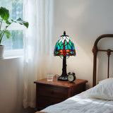 LIBOZMKO Tiffany Style Table Lamp - Dragonfly Stained Glass Lamps 6 Inch Vintage Bedside Lamp for Bedroom Living Room, Desk Reading Light Includes LED Bulb Antique Home Decor Ideal Gifts for Family Friends