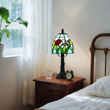 LIBOZMKO Tiffany Style Table Lamp - 6 Inch Stained Glass Table Lamps with Hummingbird & Flower, Vintage Tiffany Style Bedside Lamp, Small Desk Light with LED Bulb for Home Decor Ideal Gifts for Family Friends