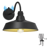 XIFEINIU 14.5" Dome Gooseneck Barn Light, Outdoor Anti-Rust&Waterproof Farmhouse Wall Sconce, Outdoor Wall Lanterns for Porch/Patio, E26 Base 100W Max(Black 1-Pack Dusk to Dawn Outdoor Lighting)