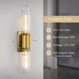 XIFEINIU Wall Sconces Set of Two - Gold Bathroom Sconces Wall Lighting with Threaded Glass Wall Lighting Fixtures Mounted Lamps for Bedroom, Bathroom, Living Room, Hallway (Gold Water Pattern)