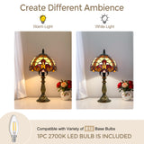 LIBOZMKO Tiffany Style Table Lamp - 8 Inch Baroque Stained Glass Lamp Vintage Desk Lamps with LED Bulb, Tiffany Style Night Light for Bedside Living Room Home Office Decor Ideal Gifts for Family Friends