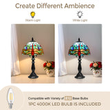 LIBOZMKO Tiffany Style Lamp Dragonfly Stained Glass Table Lamps 8 Inch, Vintage Desk Lamp with LED Bulb,  Desk Reading Light for Bedroom Living Room Office Decor Table Light for Bedside Nightstand Gift
