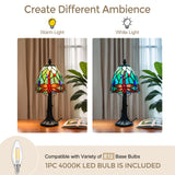 LIBOZMKO Tiffany Style Table Lamp - Dragonfly Stained Glass Lamps 6 Inch Vintage Bedside Lamp for Bedroom Living Room, Desk Reading Light Includes LED Bulb Antique Home Decor Ideal Gifts for Family Friends