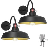 XIFEINIU 14.5" Dome Gooseneck Barn Light, Outdoor Anti-Rust&Waterproof Farmhouse Wall Sconce, Outdoor Wall Lanterns for Porch/Patio, E26 Base 100W Max(Black 2-Pack Motion Sensor Outdoor Lights)