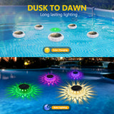 Solar Floating Pool Lights IP67 Waterproof, 2 Light Modes Auto ON Off, Solar Pool Lights for Above Ground Pools with RGB & Warm White for Pool, Garden, Party, Yard Décor, Pathway, Lawn 2PCS
