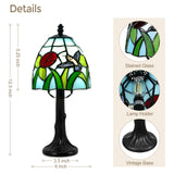 LIBOZMKO Tiffany Style Table Lamp - 6 Inch Stained Glass Table Lamps with Hummingbird & Flower, Vintage Tiffany Style Bedside Lamp, Small Desk Light with LED Bulb for Home Decor Ideal Gifts for Family Friends