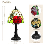 LIBOZMKO Tiffany Style Lamp Stained Glass Table Lamp - Antique Butterfly & Rose Design Vintage Desk Lamps for Bedroom Decor Study Bookcase Office Desk Light, Birthday Gifts for Mom Women (Bulb Included)
