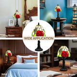 LIBOZMKO Tiffany Style Lamp Stained Glass Table Lamp - Antique Butterfly & Rose Design Vintage Desk Lamps for Bedroom Decor Study Bookcase Office Desk Light, Birthday Gifts for Mom Women (Bulb Included)
