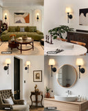 FAINSLIGO 10000mAh Battery Operated Wall Sconce Set of 2,Rechargeable Wall Sconces set of Two,Vintage Black Sconces Wall Decor,Wireless Wall Lamp,Cordless Wall Lights for Living Room Bedroom