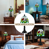 LIBOZMKO Tiffany Style Table Lamp - 6 Inch Stained Glass Table Lamps with Hummingbird & Flower, Vintage Tiffany Style Bedside Lamp, Small Desk Light with LED Bulb for Home Decor Ideal Gifts for Family Friends