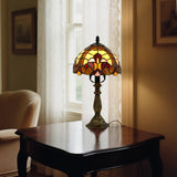 LIBOZMKO Tiffany Style Table Lamp - 8 Inch Baroque Stained Glass Lamp Vintage Desk Lamps with LED Bulb, Tiffany Style Night Light for Bedside Living Room Home Office Decor Ideal Gifts for Family Friends