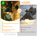 XIFEINIU 14.5" Dome Gooseneck Barn Light, Outdoor Anti-Rust&Waterproof Farmhouse Wall Sconce, Outdoor Wall Lanterns for Porch/Patio, E26 Base 100W Max(Black 2-Pack Motion Sensor Outdoor Lights)