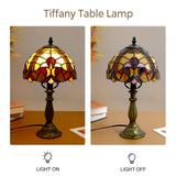 LIBOZMKO Tiffany Style Table Lamp - 8 Inch Baroque Stained Glass Lamp Vintage Desk Lamps with LED Bulb, Tiffany Style Night Light for Bedside Living Room Home Office Decor Ideal Gifts for Family Friends