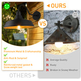 XIFEINIU 12.4" Dome Gooseneck Barn Light, Outdoor Anti-Rust&Waterproof Farmhouse Wall Sconce, Outdoor Wall Lanterns for Porch/Patio, E26 Base 100W Max(Black 2-Pack Dusk to Dawn Outdoor Lighting)
