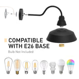 XIFEINIU 12.4" Dome Gooseneck Barn Light, Outdoor Anti-Rust&Waterproof Farmhouse Wall Sconce, Outdoor Wall Lanterns for Porch/Patio, E26 Base 100W Max(Black 2-Pack Dusk to Dawn Outdoor Lighting)