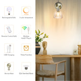 Battery Operated Wall Sconce with Remote Bulb, Plug-in or Hardwired, Rechargeable 3-Color Temperature Bulb (3000K/4000K/6500K), Vintage Amber Glass Shade for Bedroom, Living Room(Oval 1-Pack)