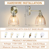 Battery Operated Wall Sconce with Remote Bulb, Plug-in or Hardwired, Rechargeable 3-Color Temperature Bulb (3000K/4000K/6500K), Vintage Amber Glass Shade for Bedroom, Living Room(Oval 1-Pack)