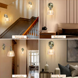 Battery Operated Wall Sconce with Remote Bulb, Plug-in or Hardwired, Rechargeable 3-Color Temperature Bulb (3000K/4000K/6500K), Vintage Amber Glass Shade for Bedroom, Living Room(Oval 1-Pack)