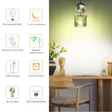 Battery Operated Wall Sconce with Remote Bulb, Plug-in or Hardwired, Rechargeable 3-Color Temperature Bulb (3000K/4000K/6500K), Vintage Green Glass Shade for Bedroom, Living Room(Cylinder 1-Pack)