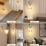 Battery Operated Wall Sconce with Remote Bulb, Plug-in or Hardwired, Rechargeable 3-Color Temperature Bulb (3000K/4000K/6500K), Vintage Amber Glass Shade for Bedroom, Living Room(Cylinder 1-Pack)