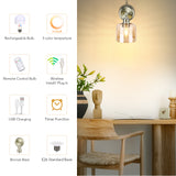 Battery Operated Wall Sconce with Remote Bulb, Plug-in or Hardwired, Rechargeable 3-Color Temperature Bulb (3000K/4000K/6500K), Vintage Amber Glass Shade for Bedroom, Living Room(Bowl 1-Pack)