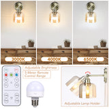 Battery Operated Wall Sconce with Remote Bulb, Plug-in or Hardwired, Rechargeable 3-Color Temperature Bulb (3000K/4000K/6500K), Vintage Amber Glass Shade for Bedroom, Living Room(Bowl 1-Pack)