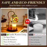 XIFEINIU Candle Warmer Lamp with Timer Dimmer, Adjustable Height Tiffany Sunflower Style Stained Glass Lamp Candle Warmer with 2 Bulbs, Mother's Day Birthday Gifts Women New Home Bedroom Decor for Jar Candles