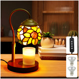 XIFEINIU Candle Warmer Lamp with Timer Dimmer, Adjustable Height Tiffany Sunflower Style Stained Glass Lamp Candle Warmer with 2 Bulbs, Mother's Day Birthday Gifts Women New Home Bedroom Decor for Jar Candles