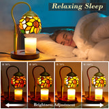 XIFEINIU Candle Warmer Lamp with Timer Dimmer, Adjustable Height Tiffany Sunflower Style Stained Glass Lamp Candle Warmer with 2 Bulbs, Mother's Day Birthday Gifts Women New Home Bedroom Decor for Jar Candles