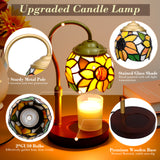 XIFEINIU Candle Warmer Lamp with Timer Dimmer, Adjustable Height Tiffany Sunflower Style Stained Glass Lamp Candle Warmer with 2 Bulbs, Mother's Day Birthday Gifts Women New Home Bedroom Decor for Jar Candles