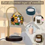 XIFEINIU Candle Warmer Lamp with Timer Dimmer, Adjustable Height Tiffany Sunflower Style Stained Glass Lamp Candle Warmer with 2 Bulbs, Mother's Day Birthday Gifts Women New Home Bedroom Decor for Jar Candles