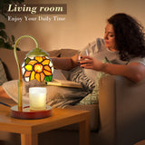 XIFEINIU Candle Warmer Lamp with Timer Dimmer, Adjustable Height Tiffany Sunflower Style Stained Glass Lamp Candle Warmer with 2 Bulbs, Mother's Day Birthday Gifts Women New Home Bedroom Decor for Jar Candles