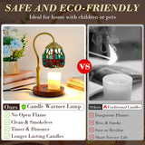 XIFEINIU Candle Warmer Lamp with Timer Dimmer, Adjustable Height Tiffany Style Stained Glass Lamp Candle Warmer with 2 Bulbs,Mothers Day Birthday Gifts New Home Bedroom Decor for Jar Candles