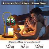 XIFEINIU Candle Warmer Lamp with Timer Dimmer, Adjustable Height Tiffany Style Stained Glass Lamp Candle Warmer with 2 Bulbs,Mothers Day Birthday Gifts New Home Bedroom Decor for Jar Candles