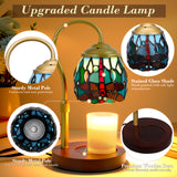 XIFEINIU Candle Warmer Lamp with Timer Dimmer, Adjustable Height Tiffany Style Stained Glass Lamp Candle Warmer with 2 Bulbs,Mothers Day Birthday Gifts New Home Bedroom Decor for Jar Candles