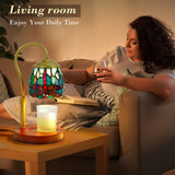 XIFEINIU Candle Warmer Lamp with Timer Dimmer, Adjustable Height Tiffany Style Stained Glass Lamp Candle Warmer with 2 Bulbs,Mothers Day Birthday Gifts New Home Bedroom Decor for Jar Candles
