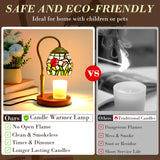 XIFEINIU Candle Warmer Lamp with Timer Dimmer, Adjustable Height Tiffany Style Stained Glass Lamp Candle Warmer with 2 Bulbs,Mothers Day Birthday Gifts for Women New Home Bedroom Decor for Jar Candles