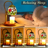 XIFEINIU Candle Warmer Lamp with Timer Dimmer, Adjustable Height Tiffany Style Stained Glass Lamp Candle Warmer with 2 Bulbs,Mothers Day Birthday Gifts for Women New Home Bedroom Decor for Jar Candles