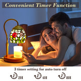 XIFEINIU Candle Warmer Lamp with Timer Dimmer, Adjustable Height Tiffany Style Stained Glass Lamp Candle Warmer with 2 Bulbs,Mothers Day Birthday Gifts for Women New Home Bedroom Decor for Jar Candles
