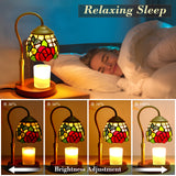 XIFEINIU Candle Warmer Lamp with Timer Dimmer, Adjustable Height Tiffany Style Stained Glass Lamp Candle Warmer with 2 Bulbs,Mothers Day Birthday Gifts for Women New Home Bedroom Decor for Jar Candles