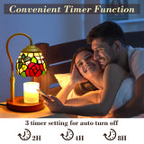 XIFEINIU Candle Warmer Lamp with Timer Dimmer, Adjustable Height Tiffany Style Stained Glass Lamp Candle Warmer with 2 Bulbs,Mothers Day Birthday Gifts for Women New Home Bedroom Decor for Jar Candles