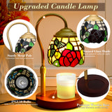 XIFEINIU Candle Warmer Lamp with Timer Dimmer, Adjustable Height Tiffany Style Stained Glass Lamp Candle Warmer with 2 Bulbs,Mothers Day Birthday Gifts for Women New Home Bedroom Decor for Jar Candles