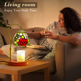 XIFEINIU Candle Warmer Lamp with Timer Dimmer, Adjustable Height Tiffany Style Stained Glass Lamp Candle Warmer with 2 Bulbs,Mothers Day Birthday Gifts for Women New Home Bedroom Decor for Jar Candles