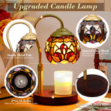 XIFEINIU Candle Warmer Lamp with Timer Dimmer, Adjustable Height Tiffany Baroque Style Stained Glass Lamp Candle Warmer with 2 Bulbs,Mother's Day Birthday Gifts for Women New Home Bedroom Decor for Jar Candles