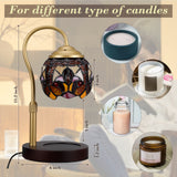 XIFEINIU Candle Warmer Lamp with Timer Dimmer, Adjustable Height Tiffany Baroque Style Stained Glass Lamp Candle Warmer with 2 Bulbs,Mother's Day Birthday Gifts for Women New Home Bedroom Decor for Jar Candles