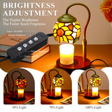 LIBOZMKO Candle Warmer Lamp - Electric Candle Lamps Timer Dimmer, Sunflower Tiffany Style Stained Glass Candle Warming Lamp Compatible with Jar Candles Gifts for Mom Women Friend