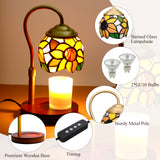 LIBOZMKO Candle Warmer Lamp - Electric Candle Lamps Timer Dimmer, Sunflower Tiffany Style Stained Glass Candle Warming Lamp Compatible with Jar Candles Gifts for Mom Women Friend